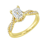 14 Karat Yellow Gold Round Diamond Engagement Rings