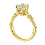 14 Karat Yellow Gold Round Diamond Engagement Rings