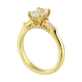 14 Karat Yellow Gold Round & Baguette Diamond Engagement Rings