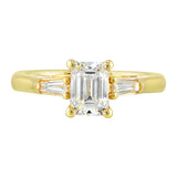 14 Karat Yellow Gold Round & Baguette Diamond Engagement Rings