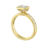 14 Karat Yellow Gold Round & Baguette Diamond Engagement Rings