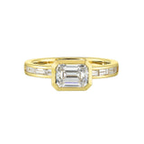 14 Karat Yellow Gold Round & Baguette Diamond Engagement Rings