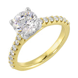 14 Karat White & Yellow Gold Round Diamond Engagement Rings