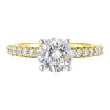14 Karat White & Yellow Gold Round Diamond Engagement Rings