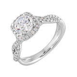 14 Karat White Gold Round Diamond Engagement Rings