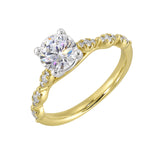 14 Karat White & Yellow Gold Round Diamond Engagement Rings