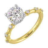 14 Karat White & Yellow Gold Round Diamond Engagement Rings