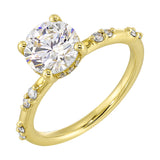 14 Karat Yellow Gold Round Diamond Engagement Rings