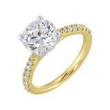 14 Karat White & Yellow Gold Round Diamond Engagement Rings