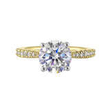 14 Karat White & Yellow Gold Round Diamond Engagement Rings