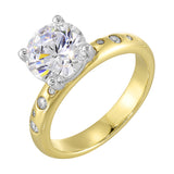 14 Karat White & Yellow Gold Round Diamond Engagement Rings
