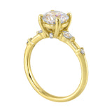 14 Karat Yellow Gold Pear & Round Diamond Engagement Rings