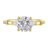 14 Karat Yellow Gold Pear & Round Diamond Engagement Rings