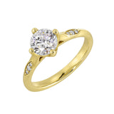 14 Karat Yellow Gold Round Diamond Engagement Rings