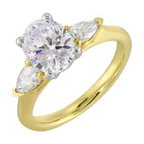 14 Karat White & Yellow Gold Pear Diamond Engagement Rings