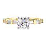 14 Karat White & Yellow Gold Round & Baguette Diamond Engagement Rings