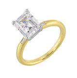 14 Karat White & Yellow Gold Baguette Diamond Engagement Rings