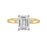 14 Karat White & Yellow Gold Baguette Diamond Engagement Rings