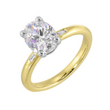 14 Karat White & Yellow Gold Baguette Diamond Engagement Rings