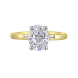 14 Karat White & Yellow Gold Baguette Diamond Engagement Rings