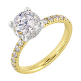 14 Karat White & Yellow Gold Round Diamond Engagement Rings