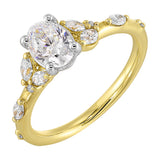 14 Karat White & Yellow Gold Marquise & Round Diamond Engagement Rings