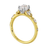 14 Karat White & Yellow Gold Marquise & Round Diamond Engagement Rings