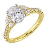 14 Karat White & Yellow Gold Marquise & Round Diamond Engagement Rings