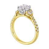 14 Karat White & Yellow Gold Marquise & Round Diamond Engagement Rings
