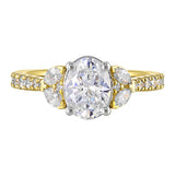 14 Karat White & Yellow Gold Marquise & Round Diamond Engagement Rings