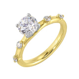 14 Karat White & Yellow Gold Round Diamond Engagement Rings