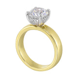 14 Karat White & Yellow Gold Round Diamond Engagement Rings