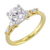 14 Karat White & Yellow Gold Marquise & Round Diamond Engagement Rings