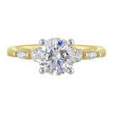14 Karat White & Yellow Gold Marquise & Round Diamond Engagement Rings