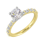 14 Karat White & Yellow Gold Round Diamond Engagement Rings