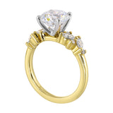 14 Karat White & Yellow Gold Marquise & Round Diamond Diamond Rings