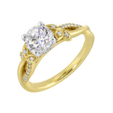 14 Karat White & Yellow Gold Round Diamond Engagement Rings