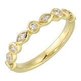 14 Karat Yellow Gold Marquise & Round Diamond Wedding Bands
