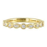14 Karat Yellow Gold Marquise & Round Diamond Wedding Bands