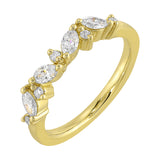 14 Karat Yellow Gold Marquise & Round Diamond Wedding Bands