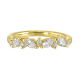 14 Karat Yellow Gold Marquise & Round Diamond Wedding Bands
