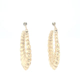 10K Yellow Gold Oval Scalloped Hoops