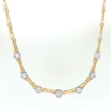 14K Yellow Gold Necklace with Bezel Set Diamonds