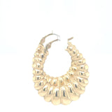 10K Yellow Gold Oval Scalloped Hoops