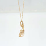 14K Yellow Gold Rice Pearl Pendant with Diamond Accent