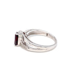 Sterling Silver Diamond and Garnet Ring