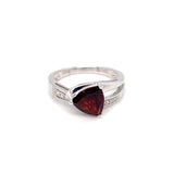 Sterling Silver Diamond and Garnet Ring