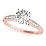 14kt gold Single Row Engagement Ring Prong Set