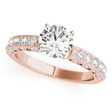 14kt gold Single Row Engagement Ring Prong Set