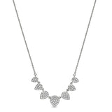 Platinum Finish Sterling Silver Micropave 7 Leaves Necklace with Simulated Diamonds on 16